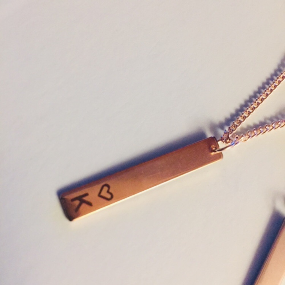 🔴Silver “K” Vertical Bar Dainty Necklace Chic Boh - Picture 5 of 5